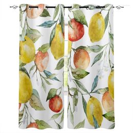 Curtain & Drapes Grapefruit Lemon Watercolour Painting Window Curtains Home Decor Living Room Kitchen Panel For Bedroom