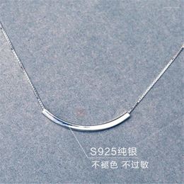 Choker 925 Sterling Silver Smile Bend Pipe Pendant Necklaces For Women Simple Personality Fashion Party Jewellery XS017