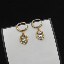 With Diamonds G Letter Women Designer Studs Brass Fashion Luxury Couple Earrings