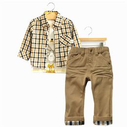 Primavera de outono para crian￧as meninas meninos meninos desenhos animados de manga longa cal￧a cal￧a xadrez roupas de menino garotos conjuntos de roupas 0-5 anos 69 y238t