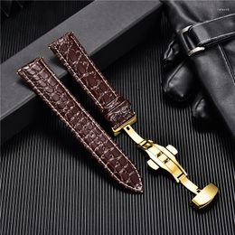 Watch Bands Luxury Crocodile Pattern Design Men Leather Straps With Stainless Steel Automatic Buckle 18mm 20mm 22mm 24mm Band