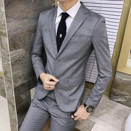 Herrenanz￼ge 2022 Herrenanzug Mode Mode Britisch-Stil Slim Solid Color Business Hochwertig Gentleman Freizeit zweiteiler