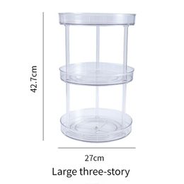 360 Rotation Cabinet Organizer Storage Drawer Trays Spice Drink Cosmetic Storage Rack PET Transparent Turntable for Kitchen Bathroom Room HH657