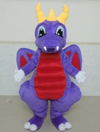 High quality good Ventilation a purple dragon mascot costume with big eyes for adult to wear