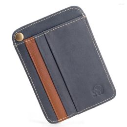 Card Holders 6 Slot Vintage Slim Oil Wax Cowhide Leather Wallet Credit ID Holder Purse Money Case For Men Women 2022 Fashion 11x8cm