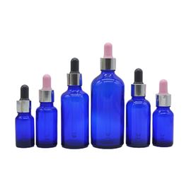 Packing Empty Glass Bottle Cosmetic Shiny Silver Collar Black Pink Top Rubber Pipette Vials Refillable Packaging Container 5ml 10ml 15ml 20ml 30ml 50ml 100ml