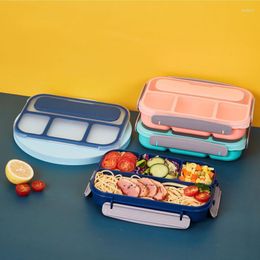 Dinnerware Sets High-capacity Lunch Box With Spoon Kitchen Accessories Microwavable Containers For Kids 4 Compartment Japanese Bento Boxes