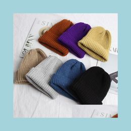 Beanie/Skull Caps Winter Beanies Thicken Cap Casua Solid Female Fashion Hats For Women Men Warm Pointed Knitting Caps Drop Delivery Dhgjm