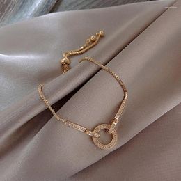 Link Bracelets Luxury Jewelry Gold Plated Full Zircon Ring & Bangles Female Charm Bracelet For Women