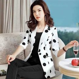 Women's Suits Blazers Polka Dot Ssuit Jacket Female Ins Spring Summer 2021 New Korean Thin Section Slim Fashion Print A Buckle Blazer Mother Tide 427 T221027