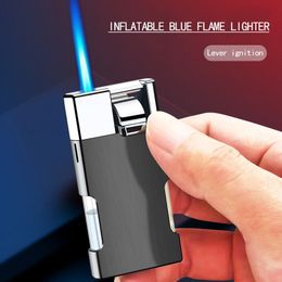 Windproof Cigar Cigarette Jet Lighters Metal Level Ignition Torch Blue Flame Lighter Butane Gas Refillable Smoking Novel Gift