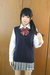 Women's Sweaters Cosplay K-ON Sleeveless sweater Vest uniforms V-neck Japanese High school uniform cos G221018