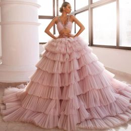 Skirts Stunning Pink Puffy Tulle Bridal With Long Train Zipper High Waistline Lush Maxi Skirt Women 9 Layers Gowns