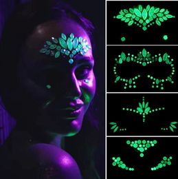 Face Jewels Gems Party Decoration Chunky Self-Adhesive Luminous Rhinestones Stickers For Music Festivals Rave Carnival Cosplay Halloween