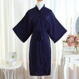 Men's Sleepwear Sexy Navy Blue Lady Home Clothing Cotton Kimono Bathrobe Gown Long Soft Nightwear Intimate Lingerie Novelty Nightgown