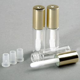 Storage Bottles 10 Pcs 1.2ML Empty Transparent PE Lip Gloss Tubes Plastic Tube Lipstick Mini Sample Cosmetic Container With Gold Cap