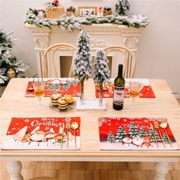 Christmas Placemats Kitchen Dinner Table Mats Not-Slip Washable Heat Resistant Santa Reindeer Snowman JNC160