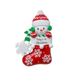 2022 Personalised Socks Christmas Tree Decorations DIY Snowman Pendant Ornaments Room Decor 1027