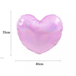 Sublimation Blank Glitter Pillowcase Polyester Heart Shape Throw Pillow Case DIY Home Sofa Bedroom Decoration GCC146