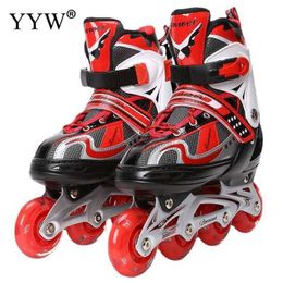 Ice Skates Kids Adjustable Inline Roller Professional Slalom 4 Wheels Shoes Sliding Free Skate For Children Size 30 L221014