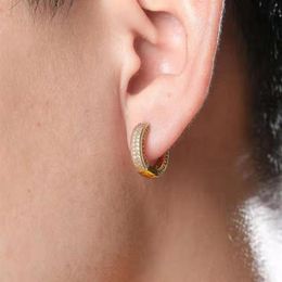 iced out mini hoop earrings for men women hip hop luxury designer tennis bling diamond hoops ear studs gold silver lover huggie jewelry259c