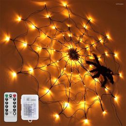 Strings Halloween Spider Web Fairy Light 3.28ft Diameter 70LED Net Lights With Remote Control Home Party Decoration