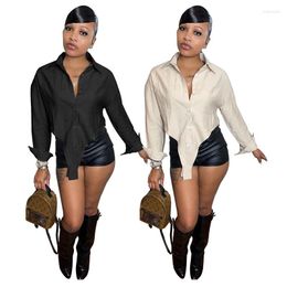 Women's Blouses Simple Pure Color V Neck Long Sleeve T Shirt Sexy Tight Club Party Lady Fashion Top High Street