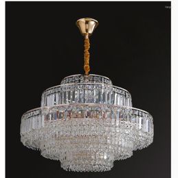 Pendant Lamps Golden Crystal Chandelier Living Room Modern D60cm Dining Round Deco Kitchen Hanglamp Bedroom LED Lights