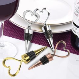 Heart Shaped Metal Wine Stopper Bottle Stopper Party Wedding Favours Gift Sealed Pourer Kitchen Barware Tools b1027