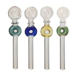 Colour Oil Burners Smoking Pipes with Circle Philtre Chamber Straight Hand Pipe Ball Burner 30mm Diameter Bowls