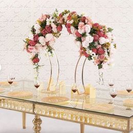 decoration Gold arch tables centerpiece not acrylic flower stand tall metal floral table centerpiece holders for weddings decor imak464