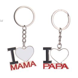 Party Blank Heat Transfer Keychain ILOVEMAMA Letter Key Chain Love Mom Mother's Day Bags Sublimation Women Handbag Ornaments BBC150