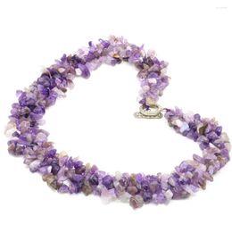 Chains Fashion Natural Stone Purple Dream Amethys Crystal 5x7mm Irregular Gravel Women's Jewelry Accessories Festival Gift 18inch M316