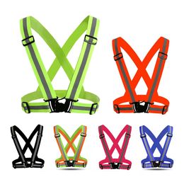 Construction vest Highlight Reflective Straps Night Running Riding Clothing Vest Adjustable Safety Vest Elastic Band For Adults and Children