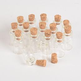 Storage Bottles & Jars Wholesale- Wholesale 1ml Mini Glass Vials With Cork Empty Tiny Transparent Bottle 13 24 6mm 100pcs/lot 1