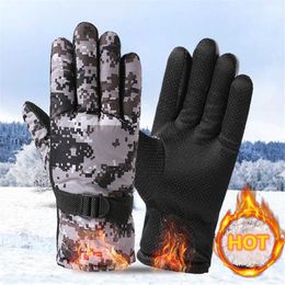 Ski Gloves Outdoor Men Winter Warm Military Camouflage Thickened Waterproof Heated Fashion Bike Riding ing L221017