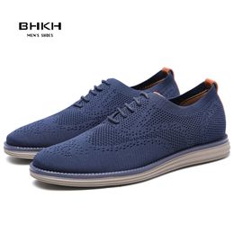 BHKH Dress Breathable Shoes Knitted Mesh Casual Lightweight Smart Office Work Footwear Men 221026 e67d