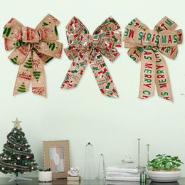 Christmas Tree Topper Bow Decorations Buffalo Plaid Xmas Bowknot Ornaments Holiday Party Home Decor JNC152