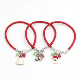 Wholesale Christmas Gift Jewelry Charm Bracelet PU Leather Braid Rope Bracelets for Women Gifts