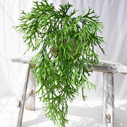 Decorative Flowers Green Fern Wall Hanging Plants Vines Artificial For Home Outdoor Garden Decoration Plastic Faux