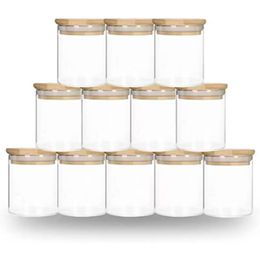 DIY Sublimation 6oz Tumbler Glass Can With Bamboo Lid Candle Jar Food Storage Container Clear Frosted Home Kitchen RRC199