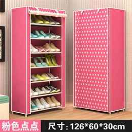 Clothing Storage Simple Cloth Shoe Cabinet Roller Blind Without Zipper 5/6/8/10 Layer Free Assembly Steel Tube Rack