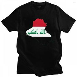 T-shirts pour hommes Irak Irak Flag Carte Mens Mens Mens Tee Coton Tee Round Coure Certe ￠ manche
