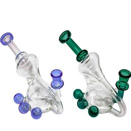 5.5inchs recycler dab rigs Oil Hookahs Shisha beaker Water bongs Glass Smoke Pipe With 14mm banger