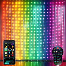 Strings 2022 DIY Smart Curtain Lights Christmas Decoration App Controlled LED RGB String For Navidad Wedding Bedroom Window