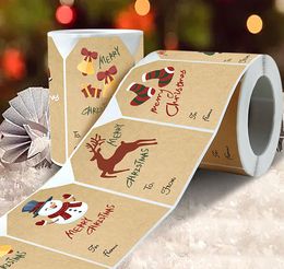 Christmas Gift Tags Christmas Labels Self-Adhesive Xmas Tag Stickers 250pcs Per Roll for Party Holiday