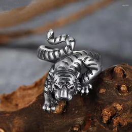 Cluster Rings National Style Tiger Ring Retro Male Zodiac Trend Is Opening Domineering Men's Silver Jewellery