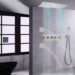 Bathroom Shower Sets Brushed Nickel Ceiling Thermostatic Rainfall Set High Flow Head System