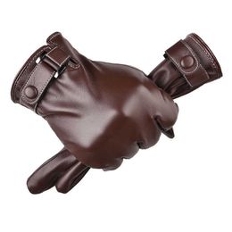 Cycling Gloves Winter PU ather For Men Warm Thermal Touchscreen Driving Motorcyc With Fece Lining L221024