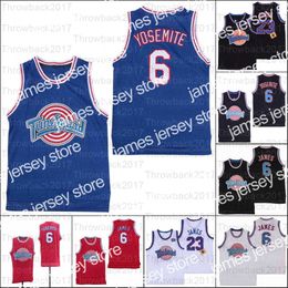 College Basketball Wears Movie TV Tune Squad Space Jersey the Basketball Jerseys Black Red White NAVY BLUE NO.6 NO.23